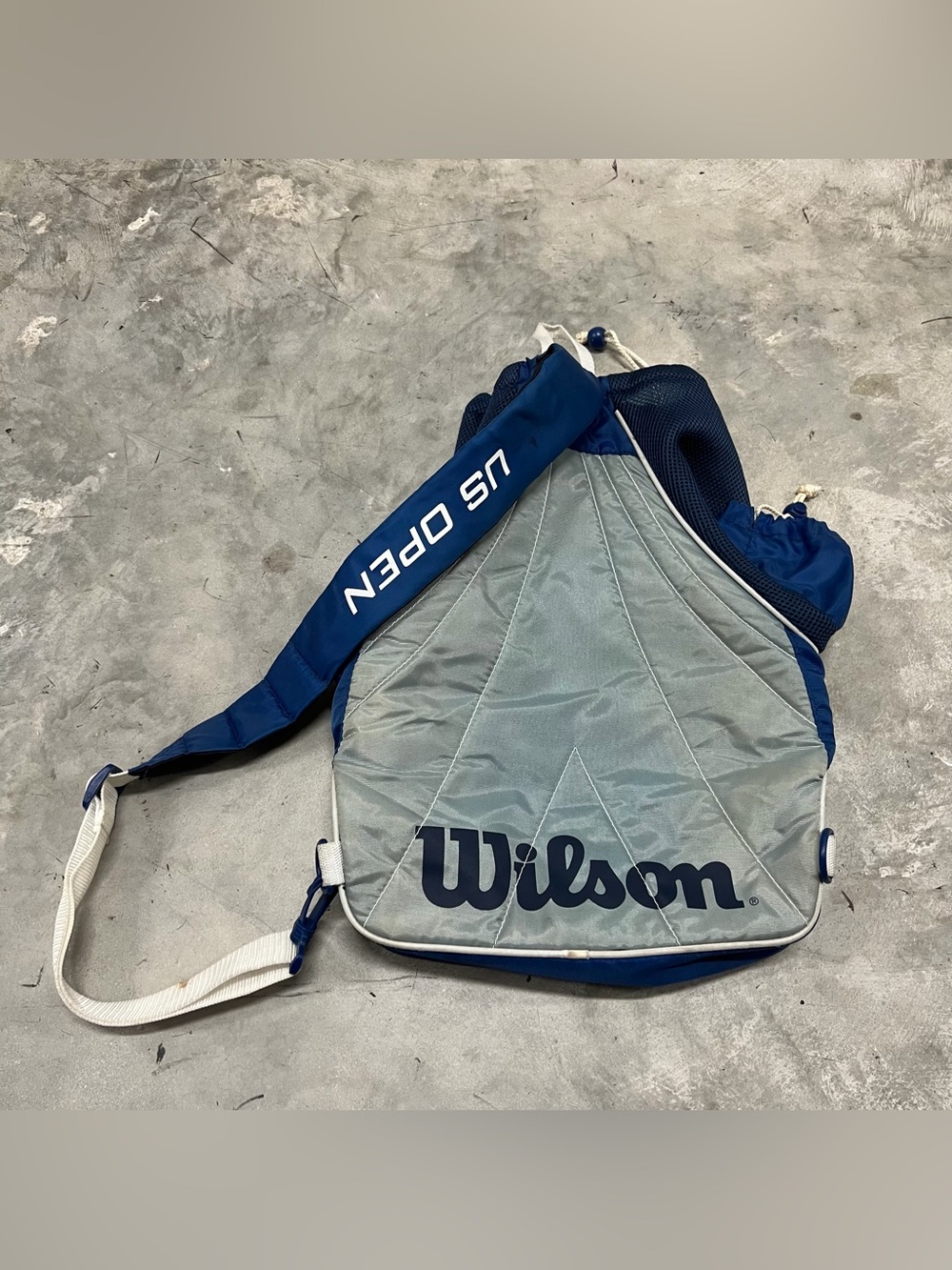 Wilson US Open Tennis Backpack Sling Bag - Grey White Blue